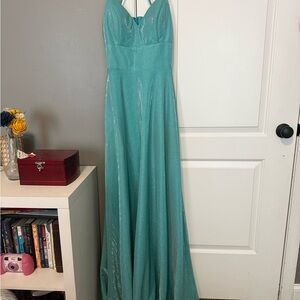 City Triangles Teal Gown with Pockets